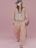 BEIGE COTTON CROP JACKET - Blastout