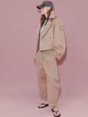 BEIGE COTTON CROP JACKET - Blastout