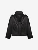 BLACK CROPPED LEATHER JACKET - Blastout