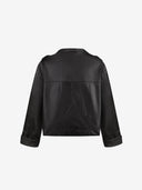 BLACK CROPPED LEATHER JACKET - Blastout