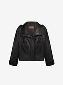 BLACK CROPPED LEATHER JACKET - Blastout