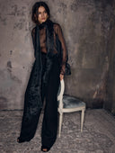 BLACK ORGANZA BLOUSE - Blastout