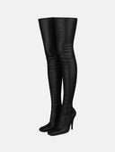 BLACK STRETCH HIGH BOOTS - Blastout