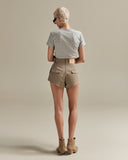 KHAKI COTTON SHORTS