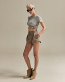 KHAKI COTTON SHORTS