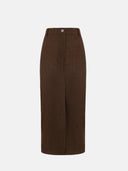 BROWN DENIM SKIRT - Blastout