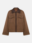 DENIM JACKET WITH LEATHER COLLAR - Blastout