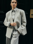 GRAY COLLARLESS BLAZER - Blastout