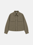 KHAKI COTTON CROP SHIRT - Blastout