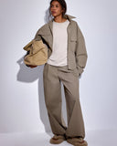 KHAKI COTTON CROP SHIRT - Blastout