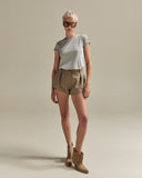 KHAKI COTTON SHORTS - Blastout